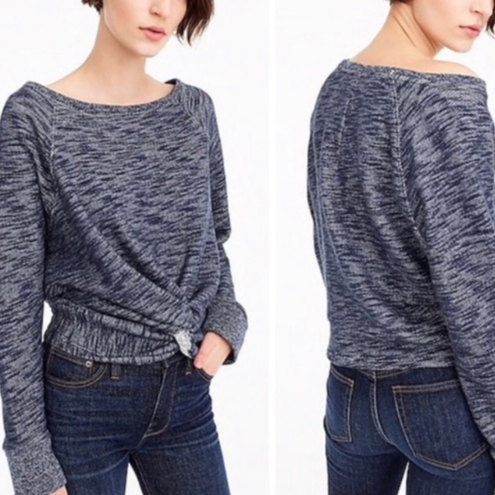 J. Crew Twist Front Knot Sweatshirt ~ Heather Blue